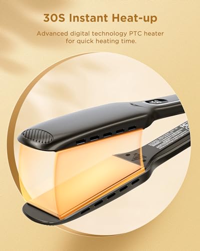 Wavytalk Professional Titanium Flat Iron, 1.75-Inch Wide Hair Straightener, Dual Voltage, Silky Smooth Finish, Black