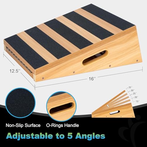 image for StrongTek Professional Wooden Slant Board, Adjustable Incline Board an