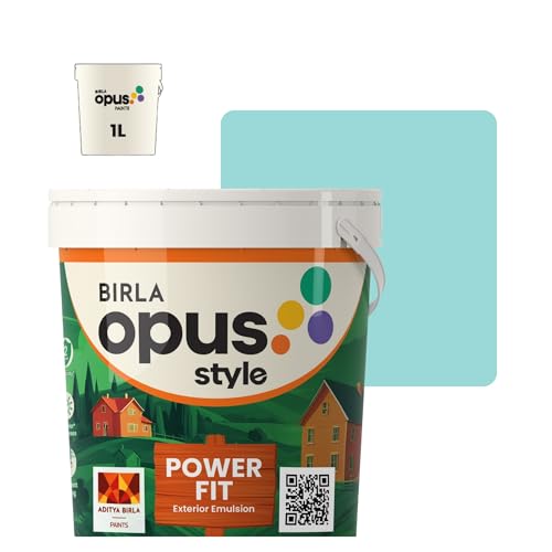 Image of Birla Opus Style Power Fit Exterior Emulsion Paint (1L, Copper Green, Matte Finish) | Superior Whiteness & Brightness, Excellent Finish, Low VOC | 2 Yr Warranty | For Exterior, Outdoor Walls