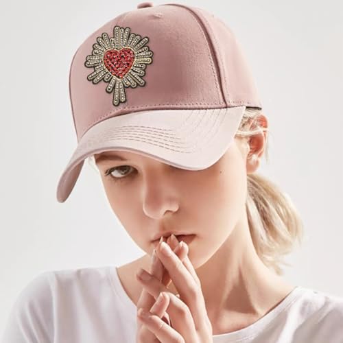 Patch en forme de cœur rouge brodé de strass et perles INFUNLY pour customisation de vêtements - 7