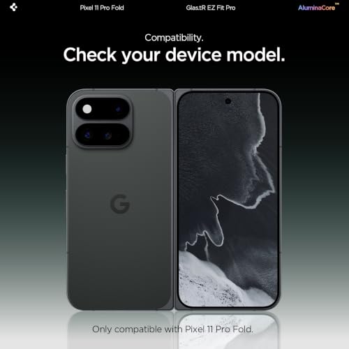 Image of Spigen GlasTR EZ FIT Pro Screen Protector for Pixel 11 Pro Fold | Aluminum Enhanced 10H+ tempered glass, GlasTR EZ Fit auto align tray, 100% clarity, Original touch, Case-friendly, 2Pack