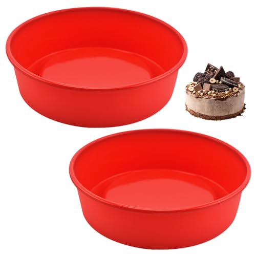 SJHJYIO 2 Pcs Moule A Gateau Silicone 8 Pouces Antiadhésif Moule Gateau Silicone Rond, Moule Layer Cake 20 Cm, A Gateaus Rond Cake pour Mousse, Fromage