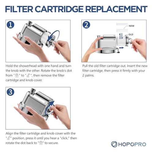 High Flow Filtered Shower Head, HOPOPRO 5 Modes High Pressure Fixed Showerhead with Filter, 2-In-1 Shower Head Filter for Hard Water, Remove 99% Chlorine, Improves Skin Hair Condition (6 Inch Black)