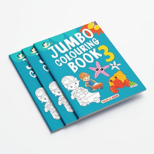 Image of Jumbo Colouring Book 3 - Coloring Activity - Gift to Children for Painting, Drawing and Colouring with reference guide - Colouring Activities Book for Kids Age 3+ Years