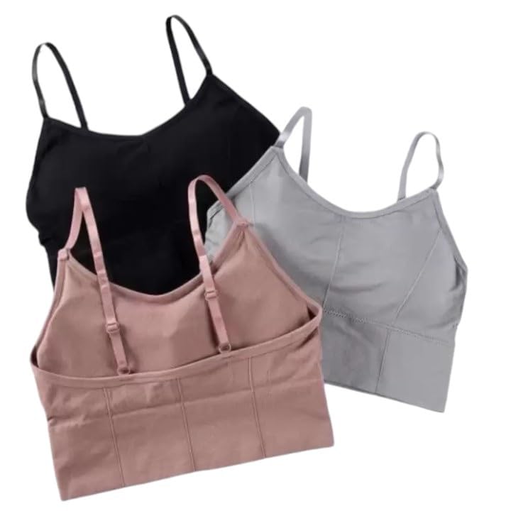 Women's Cotton Wire-Free Full Coverage Lightly Padded Sports Bra - Comfortable & Supportive Everyday Wear - Pack of 3 (Size- 2XS, Multicolor)-image-38