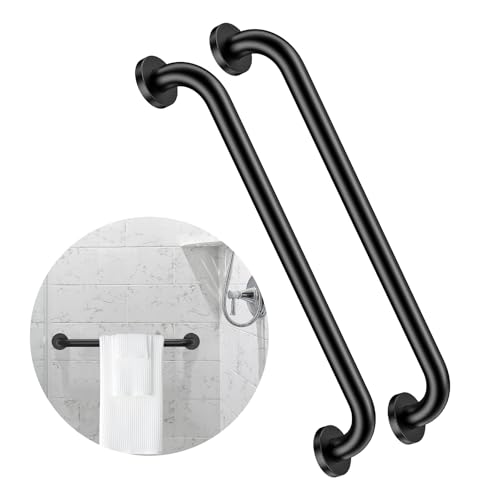 2 Pack 24-Inch Black Shower Grab Bars