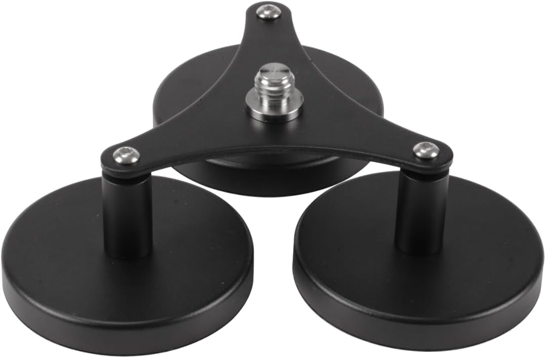 Triple Magnetic Antenna Mount - Heavy Duty Magnetic Base GNSS Mounting System with 5/8" x11 Thread for Survey Base, Vehicles & Pipeline Survey | 120lb Pull Force, Spring-Adjusted Design