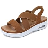 mysoft Women's Comfortable Walking Sandals Air Cushion Sport Slingback Elastic Band Platform Shoes
