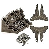 UBANU Vintage Edge Guard, 24Pcs Bronze Antique Decorative Corner Guard for Case Tone Box Jewelry Box Corner with Mounting Screws
