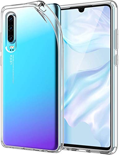 Captor Cover Trasparente per Huawei P30, Custodia TPU in Silicone Flessibile Morbida e Sottile, Protezione Full Body con Bordo Rialzato per Schermo e Fotocamera