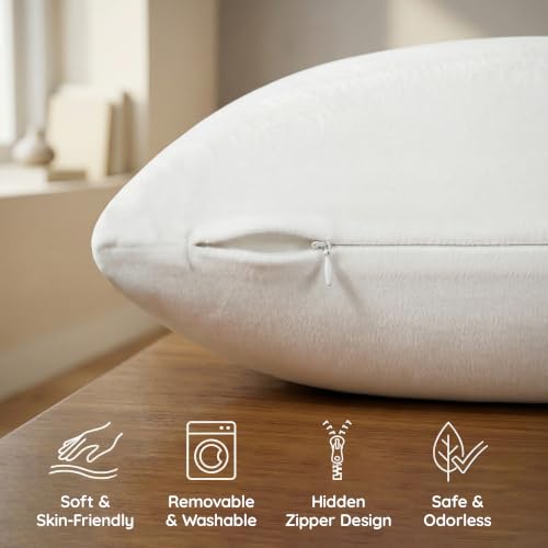Image of AM AEROMAX 18x18 Memory Foam Throw Pillow Inserts, 2 Pack, Square, White