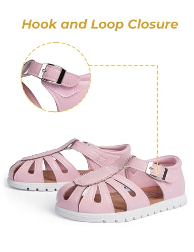 Image of QIY Toddler Girl Sandals Little Kids Summer Dress Shoes Open Toe Flats Princess Sandals for School Beach Party