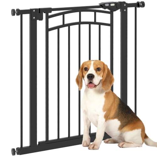 PawHut Puerta Extensible para Perros 74-80 cm H 76 cm Negro