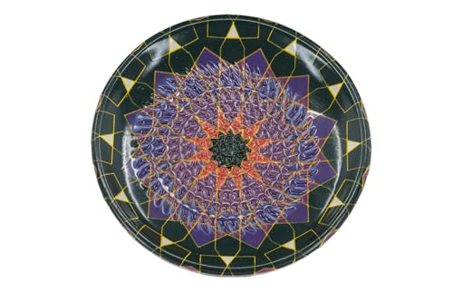 Kaladia Ceramic Grating Plate/Ceramic Slicer - Ideal for Ginger, Parmesan etc. - Black & Purple - Diameter: 12 cm - Handmade & Hand-Painted - Made in Spain