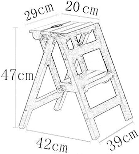 Asiento plegable de madera maciza y taburete de cocina con peldaños 2
