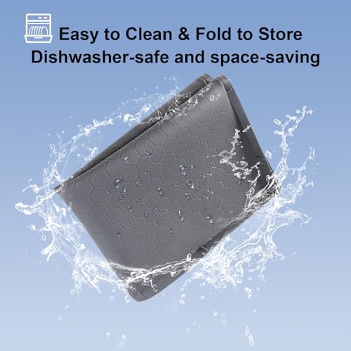 Under Sink Mat - Waterproof Kitchen Cabinet Tray - 28\" x 22\" Flexible Silicone Under Sink Liner with Drain Hole - Kitchen Bathroom Cabinet Mat and Protector for Drips Leaks Spills (Gray)