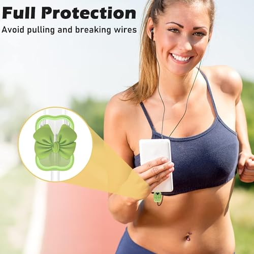 Image of INEFABLE Charger Case Cover Protector with 3D Cute Pattern for iPhone Charger only 18W & 20W, Data Charging Cable Wire Saver Protective Cable Cover Full Protection - Set Of 1 (Green Bow)