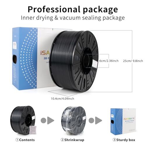 Image of iSANMATE ASA Filament 1.75mm Black 3KG, UV & Weather Resistant 3D Printer Filament Perfect for Outdoor Functional Parts, Dimensional Accuracy + /- 0.02mm, 3kg Spool