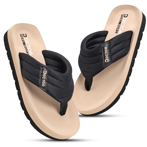 Image of Cushioned Flip Flops for Men | Padded Fabric Strap Thong Slippers | Lightweight Anti-Slip EVA Sole Everyday Wear Footwear