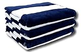 Lara Cabana Beach Towel - Bath Sheet Size - Pool Spa Bath Towel - Extra Soft & Large (35' x60) (Navy 3 Pack)