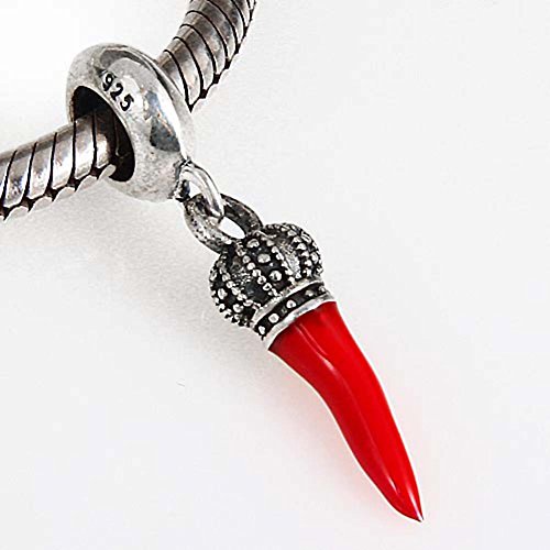 Red Horn Charm 925 Sterling Silver Crown Charm Red Pepper Charm Chilli Charm for Bracelet3