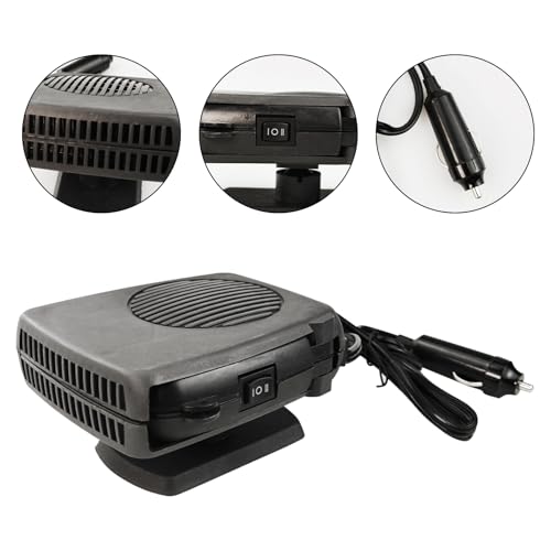 Auto Heizungs Defroster, 2 in 1 Auto Demister Entfroster mit 360° Drehbasis für KFZ Wohnmobil LKW Wohnwagen, 12V 200W Tragbarer Autoheizung mit Stecker für Auto Windschutzscheibe Schneller Heizlüfter