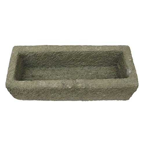 STONE art & more Steintrog Pflanztrog Nantes, 80 cm, bossiert, Steinmetzarbeit aus Lava-Stein (Basanit), Garten-Deko, frostfest
