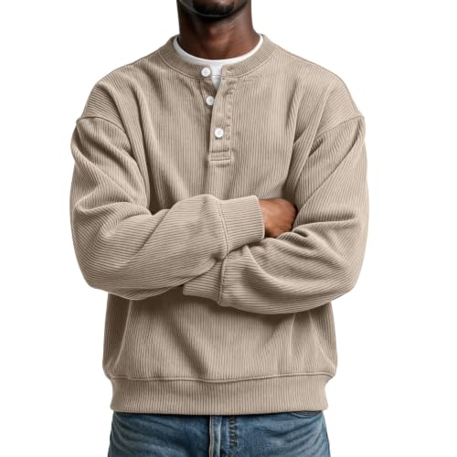 Corduroy Long Sleeve Henley Shirts for Men Casual Fall Shirt Pullovers - image 6