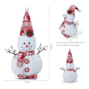 Set of 2 Gnome Plush 16inch Snowman Doll Tabletop Decorations Big Size Farmhouse Rustic Snowman Ornaments for Home Bathroom Kitchen Table Indoor Xmas Birthday Party Winter Decor