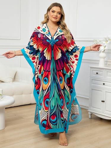 Image of Kaftan Dress for Women - Plus Size Caftan Maxi Beach Dress Moo Moos Loungewear, Swimsuit Cover Up for Beach, Pool or Vacation