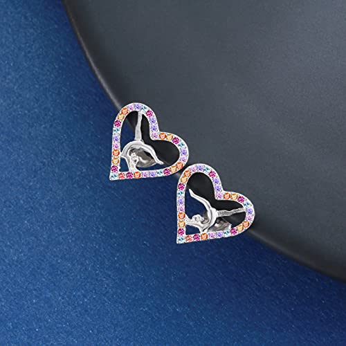 Image of Gymnastics Gifts for Women Gymnast Stud Earrings 925 Sterling Silver Team USA Gymnastics Fashion Jewelry Sport Birthday Christmas Gifts