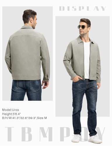 Image of TBMPOY Mens Lightweight Jackets Light Windbreaker Full Zip Casual Work Jacket Golf Business Fall Track Coat with Pockets