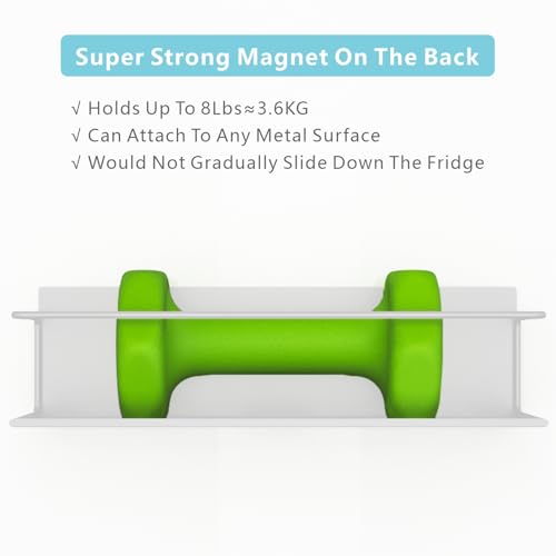 Image of Magnetic Spice Rack For Refrigerator, Space Saving Magnetic Shelf For Fridge White 4 Pack With Magnetic Paper Towel Holder