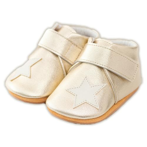 柔らかレザーのベビーシューズ[スター]ゴールド 12.5cm[30日以内に出荷予定(土日祝除く)]