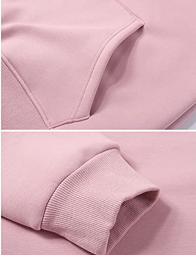 Lviefent Womens Casual Loose Fleece Sherpa Lined Hooded Pullover Sweatshirt Winter Athletic Hoodies Top (Pink, Medium) #TOP2