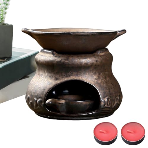Rechaud a Parfum en Ceramique | Bruleur d'Encens Securise avec 2 Bougies | Diffuseur d'Ambiance Decoration Maison | pour Bureau,
