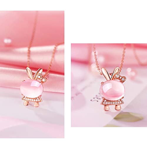 Collier en quartz rose résistant et cristal pendentif lapin - 5