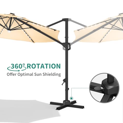 Garvee 10Ft Cantilever Patio Umbrella with 360° Rotation, Adjustable Tilt, Heavy-Duty 600D Oxford Fabric, Rust-Proof Aluminum Frame, Fits Most Stands, Without Base Weight