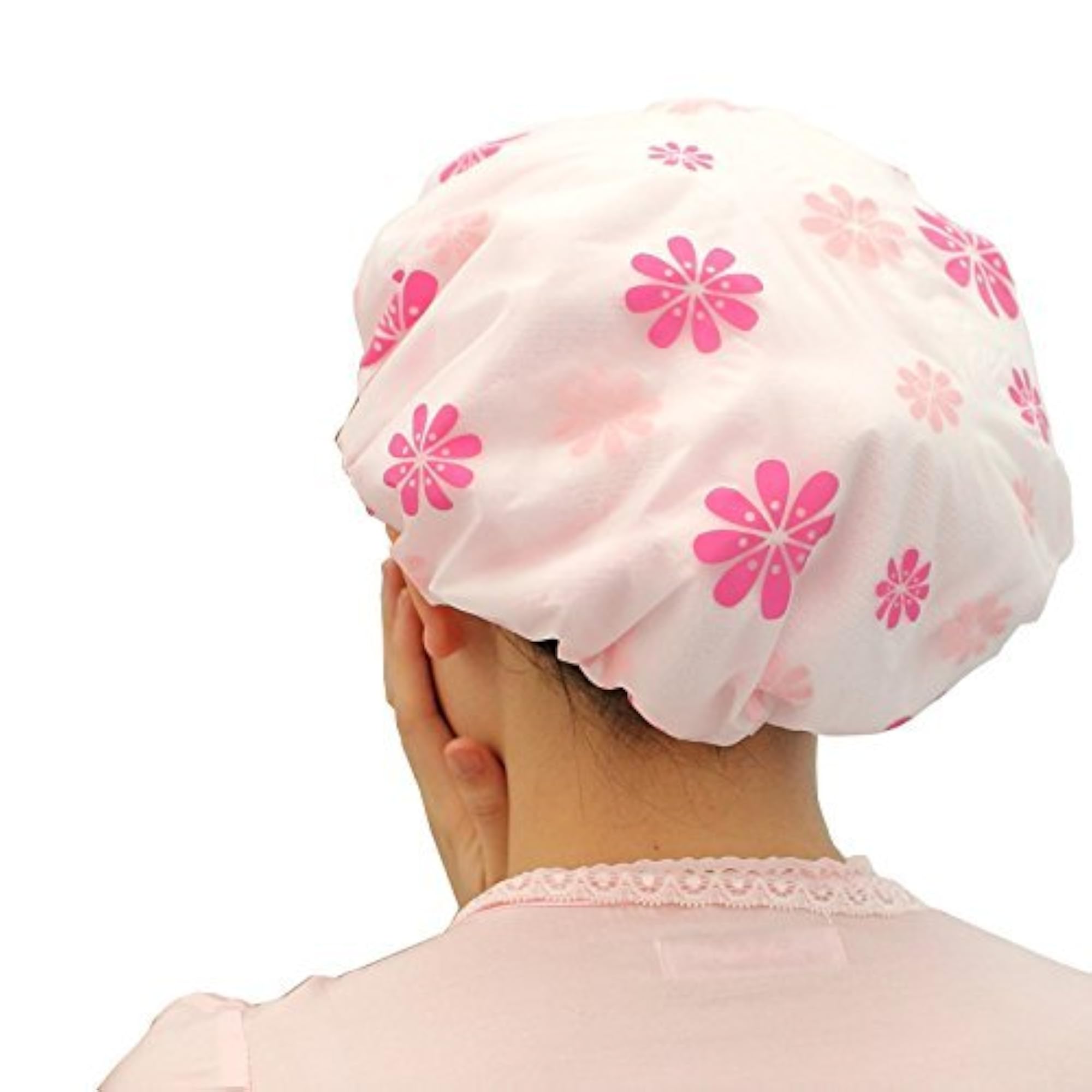 3Pc Reusable Printed Shower Cap Set with Elastic Band