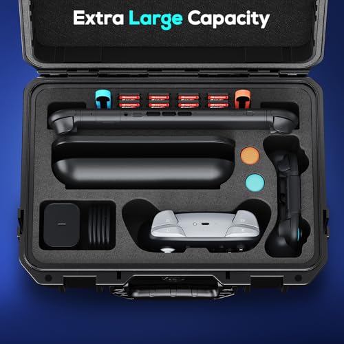 Image of Auarte [Super Hard] Carrying Case for Nintendo Switch 2 / OLED /Switch 1, All in One Professional Waterproof Travel Storage Bag for Switch 2 Console, Pro Controller & Accessories