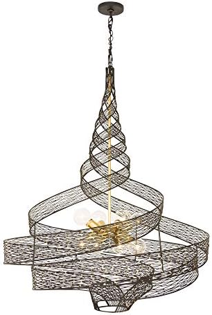 Varaluz Flow 8-Lt Twist Pendant - Matte Black/French Gold