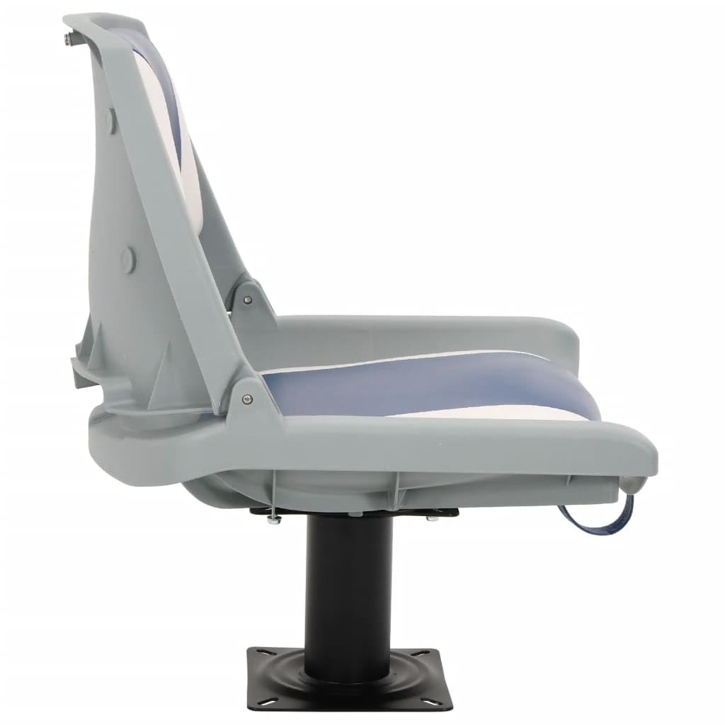 Set di 2 sedili per barca, pieghevoli, blu e bianco, 48 x 51 x 41 cm, con console in acciaio verniciato a polvere, portata 100 kg, per barche a vela, yacht, catamarano, accessori Jolle