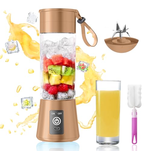 Portable Blender for Shakes and Smoothies - Newly Upgraded 13 Oz Mini Blender with 6 Blades, USB & Type-C Rechargeable, Suitable for Making Fresh Juice, Convenient for Travel and Sports