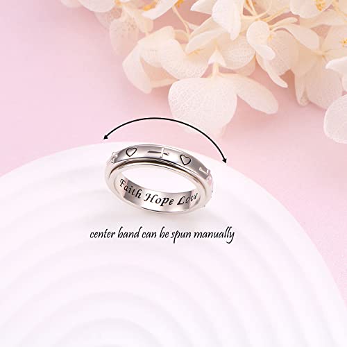 S925 Sterling Silver Spinner Fidget Anxiety Worry Relieving Boredom ADHD Autism Band Rings2