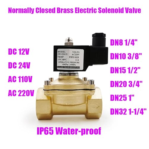 Électrovanne anti fuite DN32 en laiton normalement fermée 220V contre les pannes