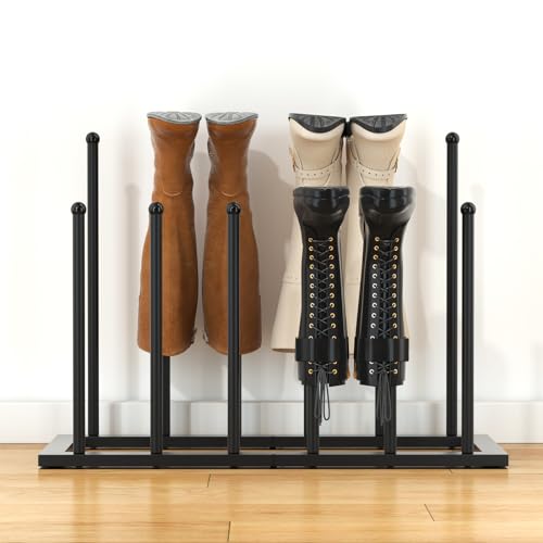 Image of Urban Deco Free Standing Shoe Racks, Boot Organizer for Tall Boots, Black Metal Boot Rack Fit for 6 Pairs, Shoe Organizer for Dorm Room, Closet, Entryway (Black-6pairs)
