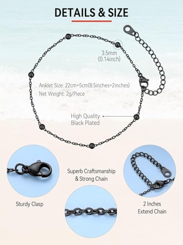 Image of FaithHeart Waterproof Ankle Bracelets for Women, 1 /2 /3Pcs Non Tarnish Stainless Steel Layered Anklet Set Paperclip Figaro Cuban Link Chain Dainty Summer Beach Jewelry Gift Adjustable Size