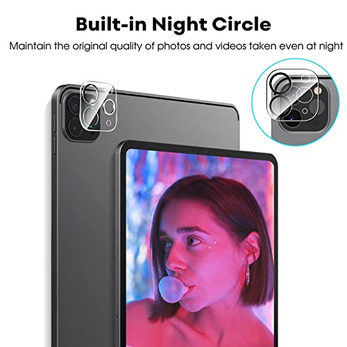Image of JETech Tempered Glass Screen Protector Guard for iPad Pro 12.9-Inch, 2022 /2021 /2020 (6th /5th /4th Generation) with Camera Lens Protector, HD Anti-Scratch, Support Pencil & Face ID, 2-Pack Each