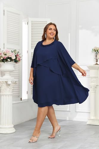 Hanna Nikole Womens Plus Size Dress with Jacket 2 Piece Wedding Guest Dresses Flowy Mother of The Bride Dress4