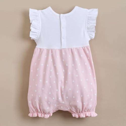 Image of Hopscotch Baby Girls Polka Dot Print Short Sleeves Pink Rompers